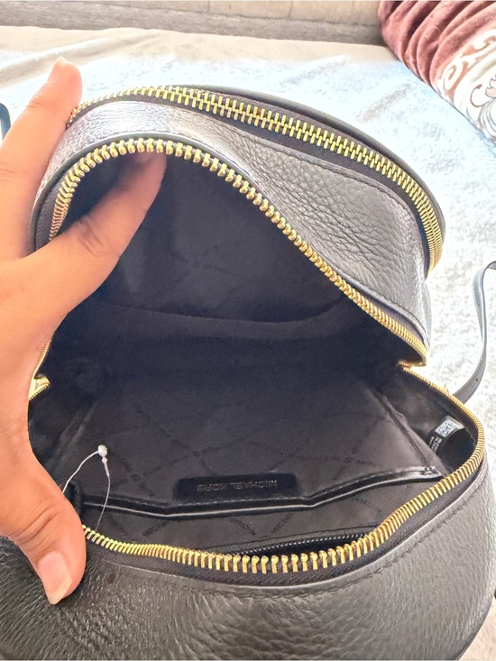 Michael Kors Black Pebbled Leather Mini Backpack with Gold Hardware